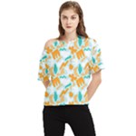 Design Pattern Seamless Tropical One Shoulder Cut Out T-Shirt