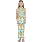 Design Pattern Seamless Tropical Kids  Sleeveless Ruffle Edge Band Collar Chiffon One Piece