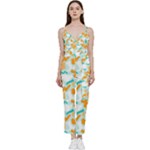 Design Pattern Seamless Tropical V-Neck Camisole Jumpsuit