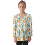 Design Pattern Seamless Tropical Kids  V Neck Casual Top