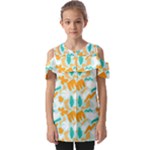 Design Pattern Seamless Tropical Fold Over Open Sleeve Top