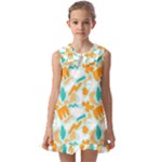Design Pattern Seamless Tropical Kids  Pilgrim Collar Ruffle Hem Dress