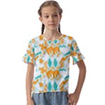 Design Pattern Seamless Tropical Kids  Cuff Sleeve Scrunch Bottom T-Shirt