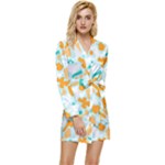 Design Pattern Seamless Tropical Long Sleeve Satin Robe
