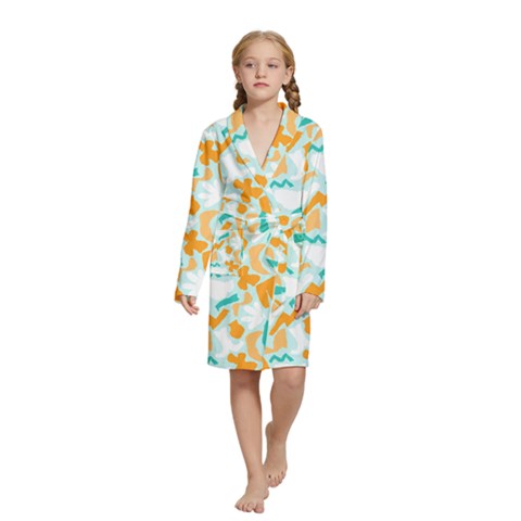 Design Pattern Seamless Tropical Kids  Long Sleeve Velvet Lounge Robe from ArtsNow.com