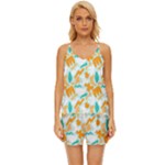 Design Pattern Seamless Tropical V-Neck Satin Pajamas Set