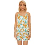 Design Pattern Seamless Tropical Satin Pajama Short Set