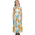 Design Pattern Seamless Tropical Kids  Satin Sleeveless Maxi Dress