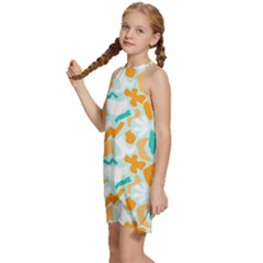 Kids  Halter Collar Waist Tie Chiffon Dress 