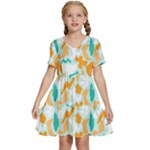 Design Pattern Seamless Tropical Kids  Short Sleeve Tiered Mini Dress