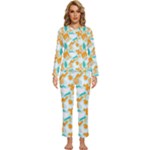 Design Pattern Seamless Tropical Womens  Long Sleeve Lightweight Pajamas Set