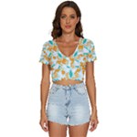 Design Pattern Seamless Tropical V-Neck Crop Top