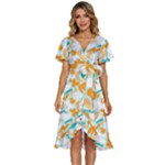 Design Pattern Seamless Tropical Women s Kimono Wrap Satin Dress