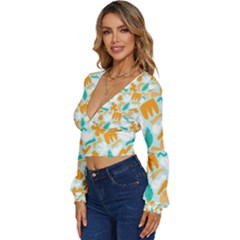 Long Sleeve Deep-V Velour Top 