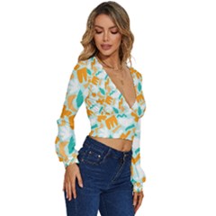 Long Sleeve Deep-V Velour Top 