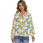 Design Pattern Seamless Tropical Women s Long Sleeve Button Up Shirt