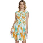 Design Pattern Seamless Tropical Cap Sleeve High Waist Dress