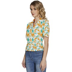 Puffed Short Sleeve Button Up Jacket 