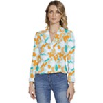 Design Pattern Seamless Tropical Women s Long Sleeve Revers Collar Cropped Jacket