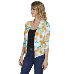 Women s Draped Front 3/4 Sleeve Shawl Collar Jacket 