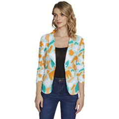 Women s One-Button 3/4 Sleeve Short Jacket 