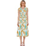 Design Pattern Seamless Tropical V-Neck Drawstring Shoulder Sleeveless Maxi Dress