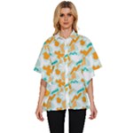 Design Pattern Seamless Tropical Women s Batwing Button Up Shirt