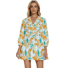 V-Neck Placket Mini Dress 
