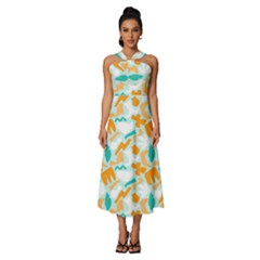 Sleeveless Cross Front Cocktail Midi Chiffon Dress 