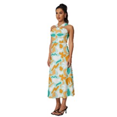 Sleeveless Cross Front Cocktail Midi Chiffon Dress 