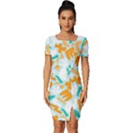 Design Pattern Seamless Tropical Fitted Knot Split End Bodycon Dress