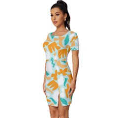Fitted Knot Split End Bodycon Dress 