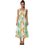 Design Pattern Seamless Tropical Square Neckline Tiered Midi Dress