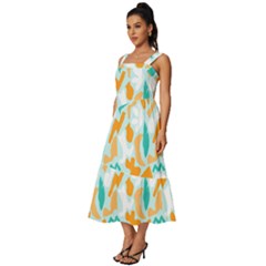 Square Neckline Tiered Midi Dress 