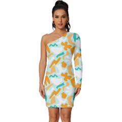 Long Sleeve One Shoulder Mini Dress 