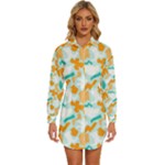 Design Pattern Seamless Tropical Womens Long Sleeve Shirt Dress
