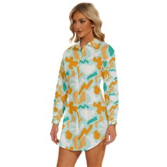 Womens Long Sleeve Shirt Dress 