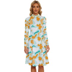 Long Sleeve Shirt Collar A-Line Dress 