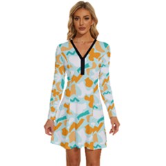 Long Sleeve Deep V Mini Dress  
