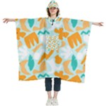 Design Pattern Seamless Tropical Women s Hooded Rain Ponchos