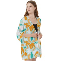 Open Front 3/4 Sleeve Batwing Chiffon Cardigan Kimono 