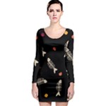 Pattern Design Seamless Fishbone Long Sleeve Bodycon Dress
