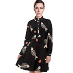 Pattern Design Seamless Fishbone Long Sleeve Chiffon Shirt Dress