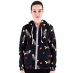 Pattern Design Seamless Fishbone Women s Zipper Hoodie
