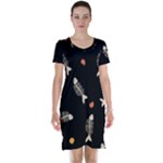 Pattern Design Seamless Fishbone Short Sleeve Nightdress