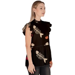 Ruffle Collar Short Sleeve Chiffon Top 