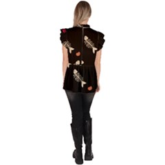 Ruffle Collar Short Sleeve Chiffon Top 