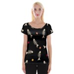 Pattern Design Seamless Fishbone Cap Sleeve Top