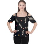 Pattern Design Seamless Fishbone Cutout Shoulder T-Shirt
