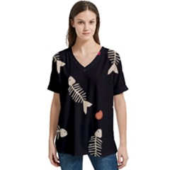 V-Neck Split Shoulder Casual T-Shirt 
